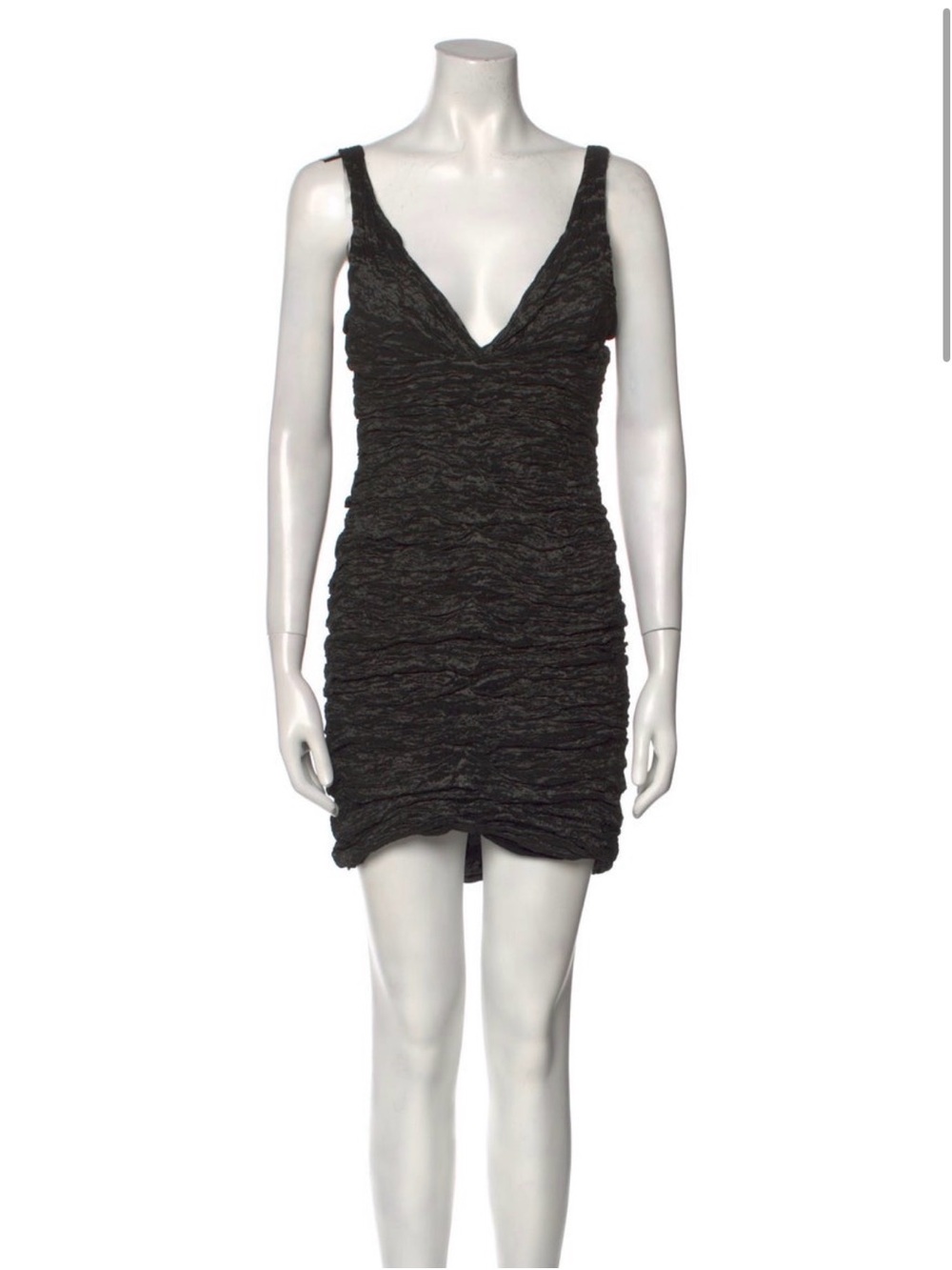Nicole Miller Collection Black Ruched V-Neck Mini Dress - size 6